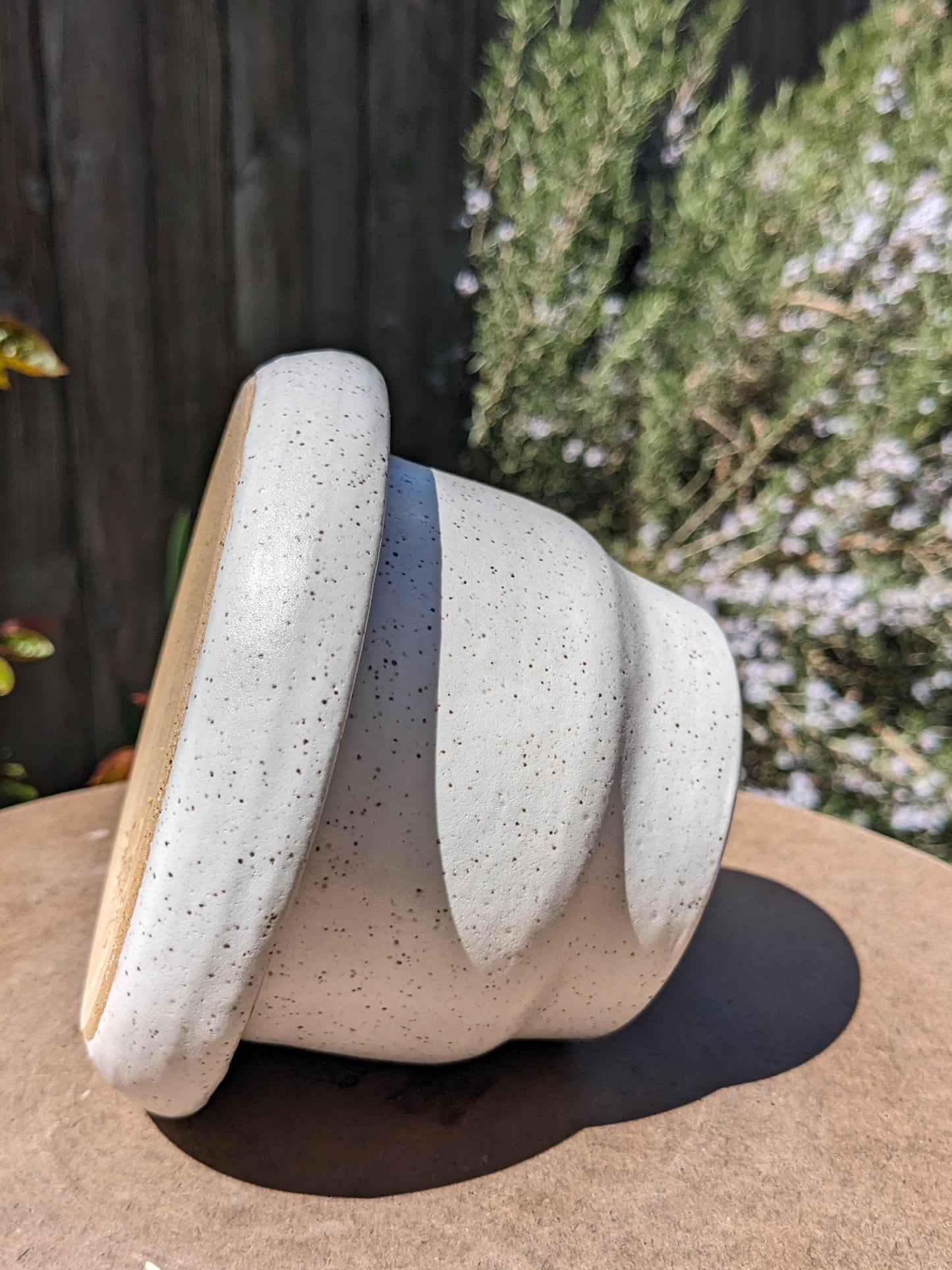 classic white speckled planter